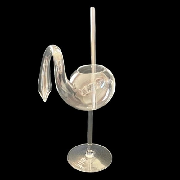 NIB Elite Eighteen Limited Edition Swan Cocktail Glass with a Glass Straw - Picture 5 of 6
